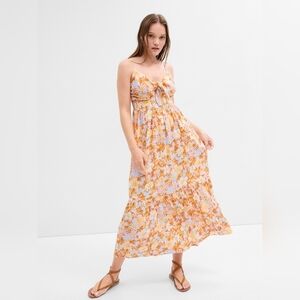 Gap Floral ruffle maxi cut out dress large l